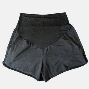 SHEIN Black High-Waist Maternity Shorts